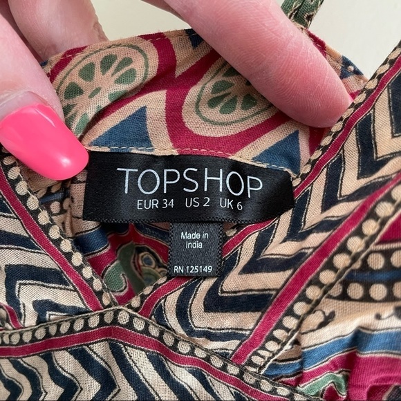 TOPSHOP Aztec Tank Top, Zipper Back, Stud Detail, Size 2 - Picture 3 of 6